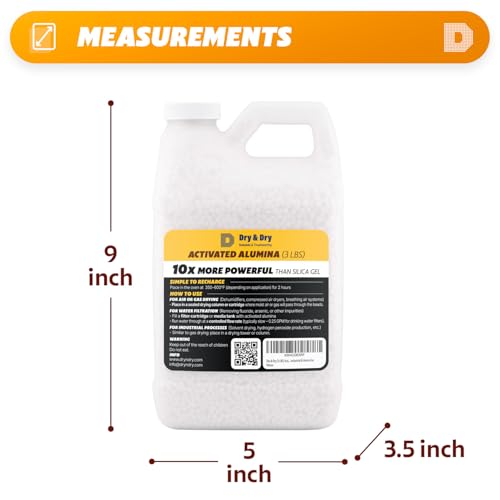 Image of Dry & Dry [3 LBS] Activated Alumina Desiccant Beads | High-Capacity Moisture Absorber, Rechargeable Humidity Control for Industrial & Home Use