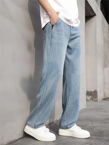 Men's Summer Jeans Loose Wide Leg Denim Pants Outdoor Workwear Jogger Street Clothing Casual Trousers3