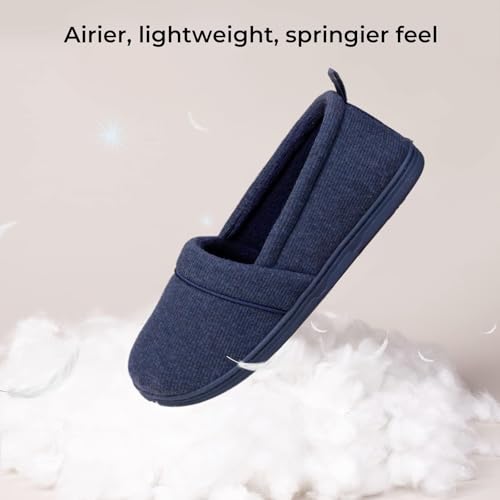 HomeTop Women's Comfy Loafer Slippers Lightweight Memory Foam Non-slip Indoor House Shoes (10 B(M) US, Navy Blue) - Thumbnail 5