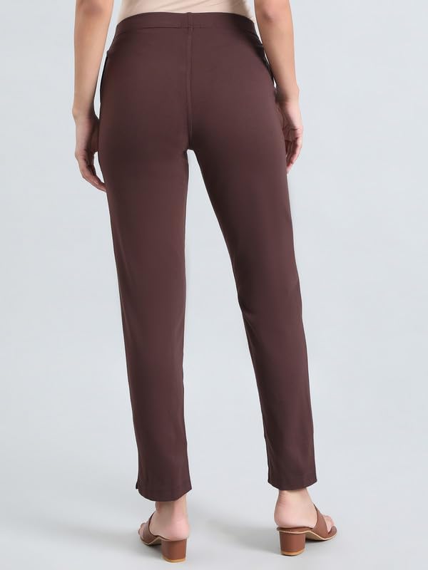 Image of GO COLORS Ponte Smart Kurti Pants Full Length for Women | Breathable, Mid Rise