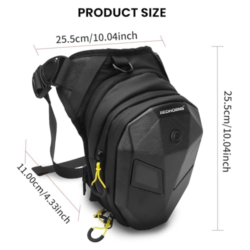 Image of REDHORNS Mini Motorbike Thigh Bag with LED Eyes, Waterproof Unisex Leg Drop Bag, Motorcycle Riding Waist Pack, Multifunctional Design, Travelling Camping Cycling Waist Pouch - Black