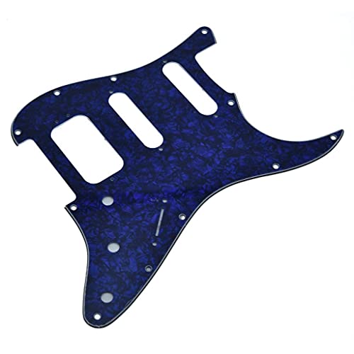 Image of Dopro 11-Hole Strat HSS Guitar Pickguard 3-Screw Humbucking Pickup Mount Fits American FD Stratocaster Blue Pearl