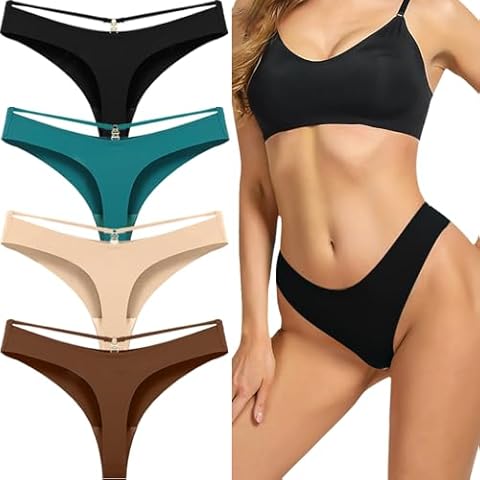 PBQOA Womens Seamless Thongs Underwear Low Rised Sports Yoga Briefs Tanga Soft Bikini Thongs Underpants,S Cover