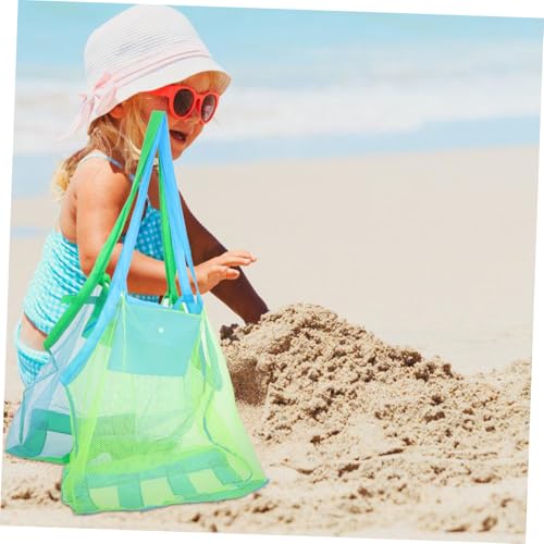 Yardwe 2Pcs Large Beach Mesh Tote Bag Outdoor Storage Bag for Sand Tools Clothes Towels Design with Carrying Straps for Beach Activities4