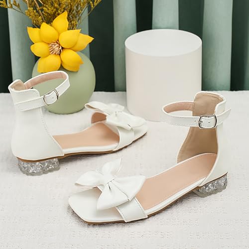 Girls Heels Dress Shoes Flower Girl Mary Jane Sandals Wedding Party Princess Bowtie Shoes for Toddler Little Kid Big Kid3