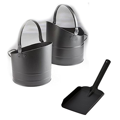Set of 2 Nested Coal Bucket & Black Fire Shovel