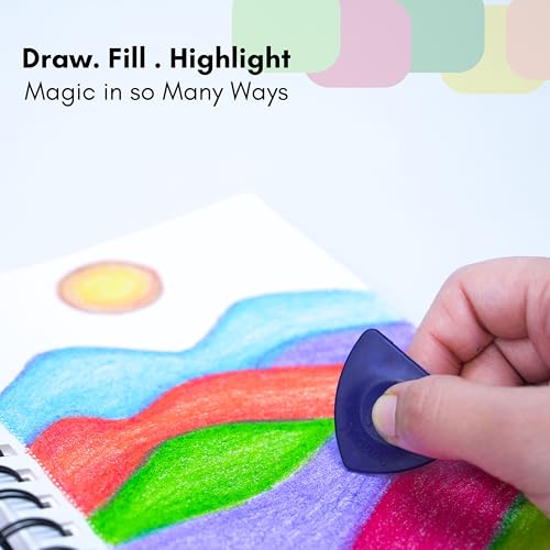 Image of MAPED Magic Stone (12shades colors) Combo-Pack of 5|Triangular Ergonomic Colors for easy holding|Non-Toxic, Strong & Long lasting | Mini Highlighters| Return Gift set| Fun,Clean, Safe & Compact