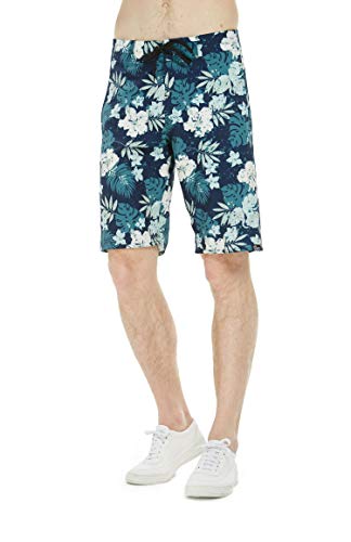 Men's Spandex Hawaiian Beach Board Shorts with Zipped Pocket in Flamingo Party2