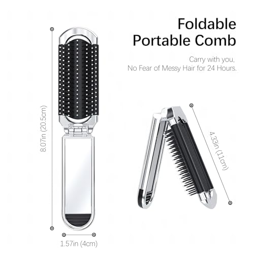 Cepillo de cabello de viaje con espejo plegable compacto miniatura 7