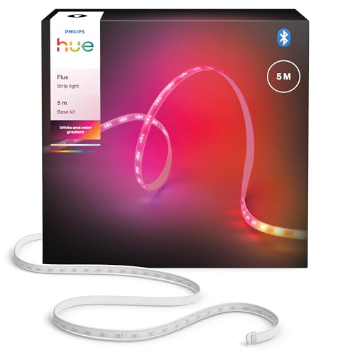 Striscia LED Hue Flux, 5 metri, 2.000 lm, colori e atmosfera vivaci, luce per interni flessibile, miscela dei colori Chromasync™, RGBWWIC, tagliabile, estensibile, riusabile, controllo voce/app