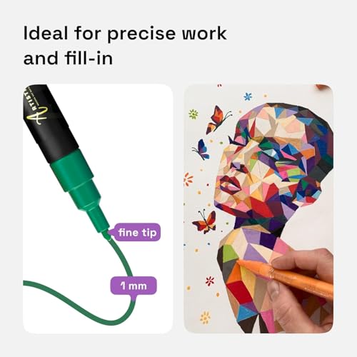 Paint Pens for Rock Painting, Stone, Ceramic, Glass, Wood, Canvas. DIY Craft-Making Supplies. Set of 30 Acrylic Paint Markers: 22 Assorted Colors + 5 Pastel Colors + 3 Metallic Colors. Fine Tip 1mm.