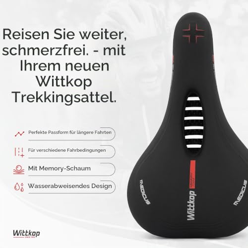 Wittkop Fahrradsitz Wasserdichter Fahrradsattel für Komfort, Mountainbike & Rennrad, Breite...