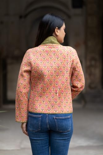 Image of Reversible Jacket for Women | Double Sided Quilted Jacket | Reversible Winter Jacket for Women | Stylish Ethnic Printed Jacket | Warm & Comfortable Casual Outerwear