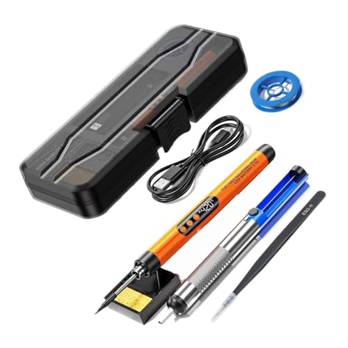͂񂾂 Zbg USB ͂񂾂ăLbg LED fW^ ~j 300-450°C x߉\ 1000mAh [dobe[ ͂񂾂ăc[ DIYCɑړIɎg(Orange Set 3)