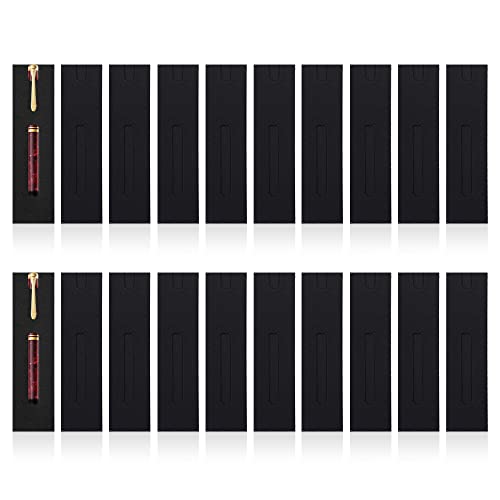 20 Fundas para Bolígrafos Con Ventana para Exhibición, Protector Individual Hecho de Papel, Bolsa de Embalaje para Bolígrafos (Negro)