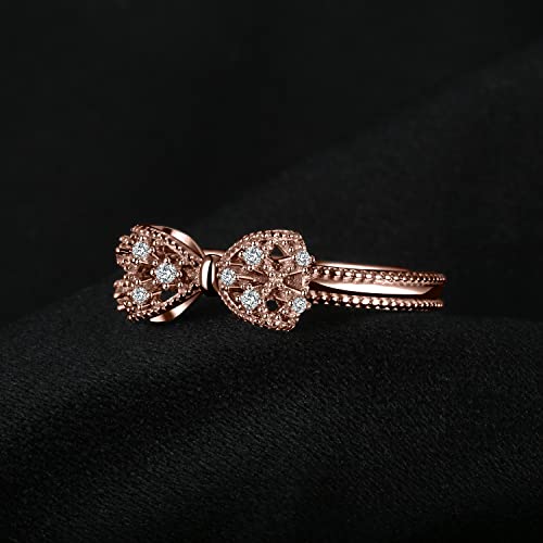 Image of JewelryPalace 14k White Yellow Rose Gold Plated 925 Sterling Silver Rings for Women, Cubic Zirconia Promise Rings for Her, Stackable Wedding Bands Rings for Women Infinity Forever Love Knot Ring