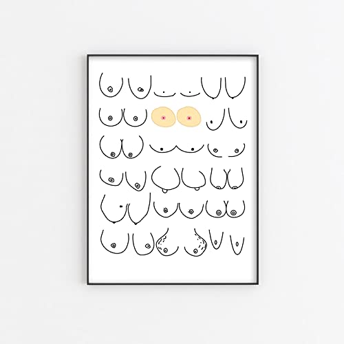 Peinture seins drôles sur toile femme puissance affiche premium