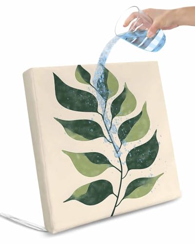 2 Pack Green Botanical Waterproof Cushion Covers with Ties, Outdoor Patio Chaise Lounge Chair Seat Cushion Slip Covers Replacement(Only Cover) Elegant Tropical Leaf Summer 24