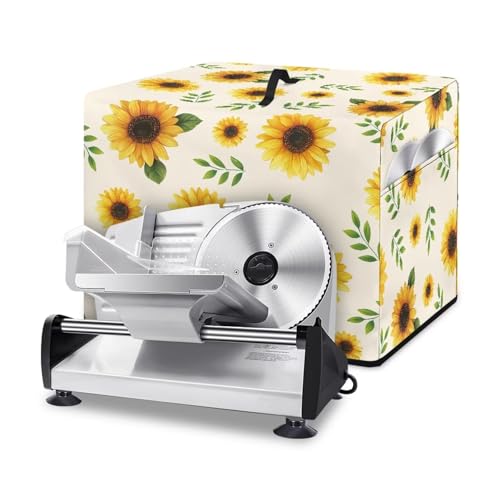 Drnuikhe Meat Slicer Dust Cover,Food Slicer Cover,with Storage Pockets and Top Handle Sunflower Pattern Home Kitchen Decoration Accessories