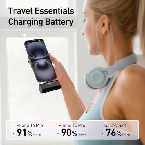 iWALK Portable Charger for iPhone 17/16/15, 4500mAh Power Bank USB C, 20W Fast Charging Mini Battery Pack for iPhone 15/15 Plus/15 Pro/15 Pro Max/iPad/AirPods/Samsung S22/23 Series/Android - Black — view 4