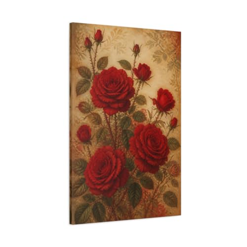 Toile roses rouges grand format pour habiller un mur blanc salon