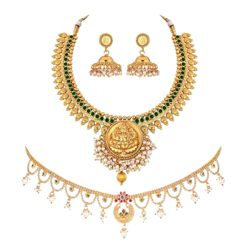 Image of Peora Gold Plated Bridal Jewellery Set with Kamarband Gift for Women Indian Traditional Ethnic Wedding