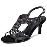 Gufobela Black Dress Shoes for Women Rhinestone...