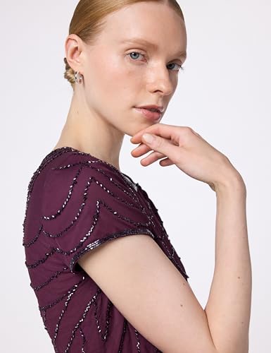 Adrianna Papell Women's Short Sleeve Blouson Beaded Gown4