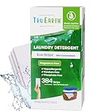 Tru Earth Compact Dry Laundry Detergent Sheets, Unscented - Up to 768 Loads (384 Count) - Paraben-Free - Original Eco-Strip Liquidless Detergent, Travel Sheets, Bulk