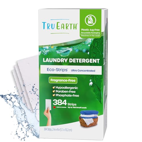 Tru Earth Compact Dry Laundry Detergent Sheets, Unscented - Up to 768 Loads (384 Count) -...