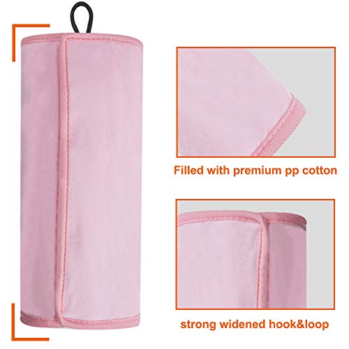 Image of COOLBEBE Seat Belt Pillow for Kids, Extra Soft Toddler Travel Pillow for Car Seat, Universal Carseat Strap Cushion Pads for Childs Baby People Adults, Pink