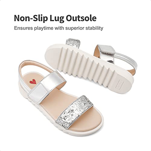 Image of DREAM PAIRS Girls Sandals Glitter Two Strapped Casual Open Toe Sandals Little Kid /Big Kid