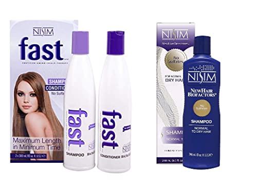NISIM - F.A.S.T 2-Pack Shampoo and Conditioner (10 oz) and BioFactors Shampoo for Normal to Dry Hair (8 oz)