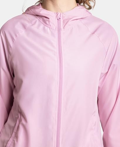Image of Jockey MW50 Women's Microfiber Fabric Relaxed Fit Raglan Styled Water Resistant Hoodie Jacket with Stay Dry Treatment
