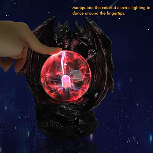Lampada a Sfera al Plasma malvagia XL da 4 Pollici sensibile al Tocco, Sfera di Cristallo elettrostatica di Colore Rosso Magico per Feste per Natale di Halloween