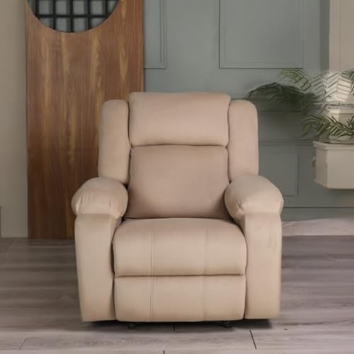Image of 1 Seater Sofa Chair | Rocking & Revolving Motorized Recliner Lounge Chairs for Living Room Bedroom (Rocking and Revolving Manual, Classy Calm MN-RRR-Dark Beige)