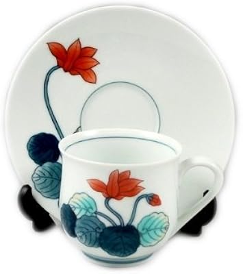 Amazon 有田 伊万里焼 畑萬作 色鍋島シクラメン 赤 コーヒーカップ ソーサー 珈琲碗皿 カップ ソーサー 通販