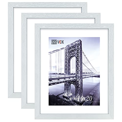 Image of VCK 16x20 Frames 3 Pack, White Poster Frame MDF Wood with Polished Plexiglass, Wall Mounting Horizontal & Vertical Display