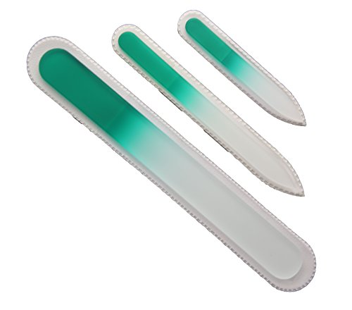 Genuine Czech, Etched, Crystal Glass, Green,Manicure/Pedicure Files-set of 3