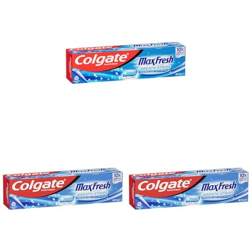 COLGATE Max Fresh Toothpaste, 115g, with Mini Breath Strips, Cool Mint (Pack of 3)