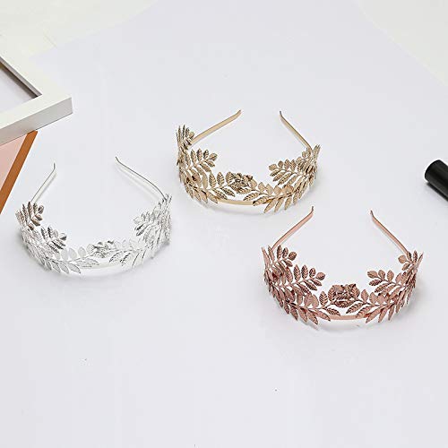 Amazon.com : DoubleNine Laurel Leaf Rose Gold Tiara Crown  display picture 3