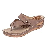Sandalias chanclas para mujer cuña ortopédica Peep Toe Retro Boho Sandalias Slip on Pantuflas Playa Tendencias Zapatos Casual Mujeres Sandalias Mujer Confort, Marrón., 39 EU