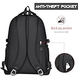 Myhozee Black School Backpack Womens, Causal Travel School Bags 14 Inch Laptop Rucksack Bag for Women Teenage Girls Boys Lightweight College Ladies Rucksack Water Resistant Students Bookbag Work - Image 3