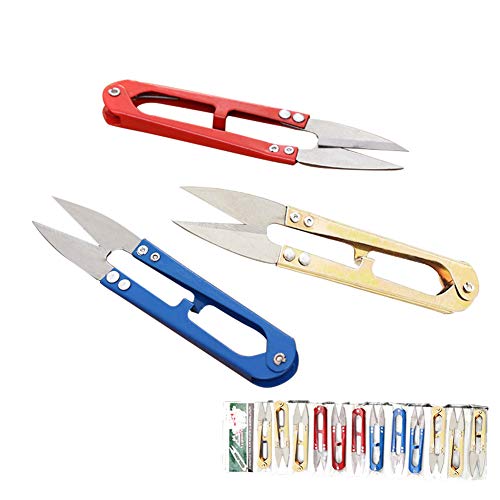 U Sewing Scissors Clippers,Embroidery Thrum Yarn Fishing Thread Beading Cutter,Mini Small Snips Trimming Nipper,Great for Stitch,Craft & DIY Supplies (12 Pcsï¼‰