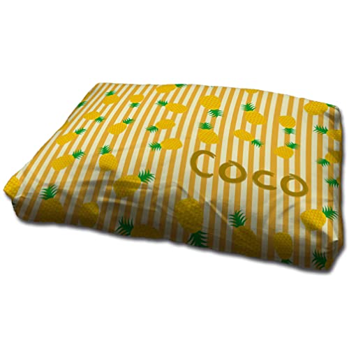Cama de Perro Personalizada PIÑAS - Con Foto/Nombre, Antimordeduras, Lavable, Mediana - Sofá para Perros