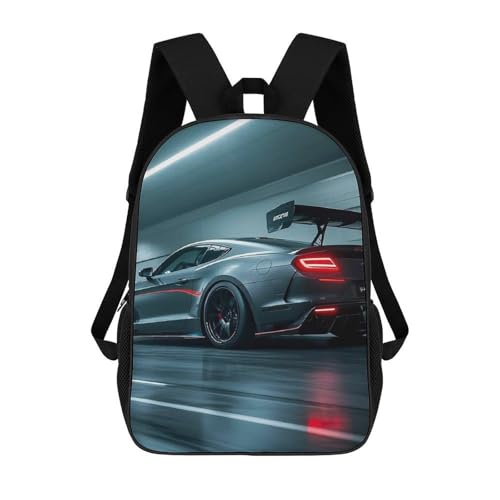 Luxury Sports Car Backpack - Durable 600D Polyester, 17 Inch Backpack with Ergonomic Adjustable Straps, Lightweight Travel Bag for Men & Women