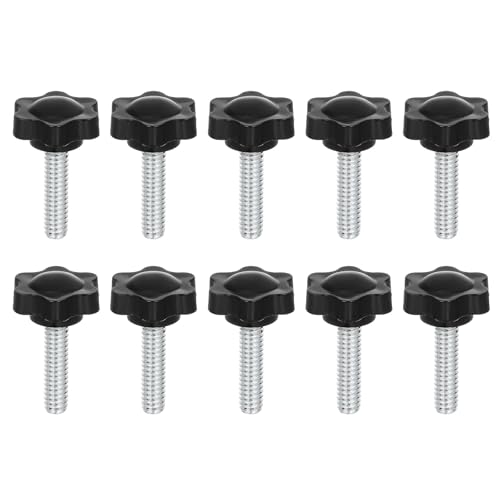 uxcell 10Pcs Clamping Screw Knob, 25mm Dia Plum Hex Shaped Grips Knob, Plum Hex Shaped Screws Handle 1/4