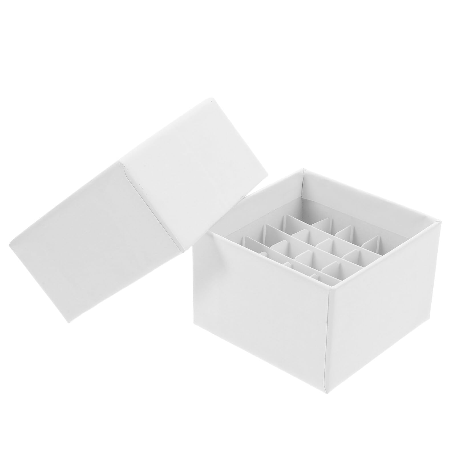 Anneome Cardboard Freezer Box with Lid 25-Well Microtube Cardboard Box Stackable Design Multifunctional White Paper Storage for Laboratory Cold Storage Environments