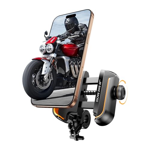 Bike Phone Holder with 360° Rotate, Motorcycle Phone Mount [Not Block Camera] Handlebar Cell Phone Clamp for Mountain/Dirt /E Bike, Bicycle, Scooter, Stroller- for iPhone 17, 16, 15 Pro Max, Galaxy