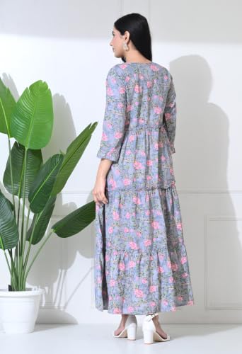 Image of Amazon Brand - Tavasya Women Long Maternity Kurta | Feeding Kurti | Comfort Maxi Dress
